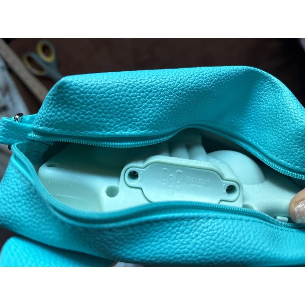 Kids Turquoise Faux Leather Fox Face Crossbody Bag Purse Cute Animal Ears